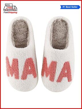 🎅 Fuzzy Fluffy Memory Foam House Slippers MAMA Indoor Outdoor Non-Slip